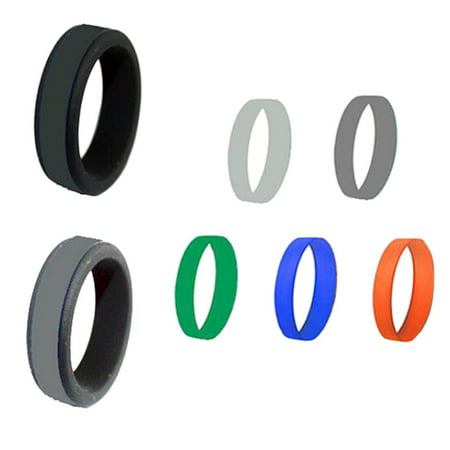 7x Women Men Silicone Rings Rubber Wedding Band Work Sports DIY Colorful 8mm